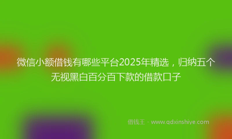 微信小额借钱有哪些平台2025年精选，归纳五个无视黑白百分百下款的借款口子
