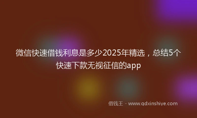 微信快速借钱利息是多少2025年精选，总结5个快速下款无视征信的app