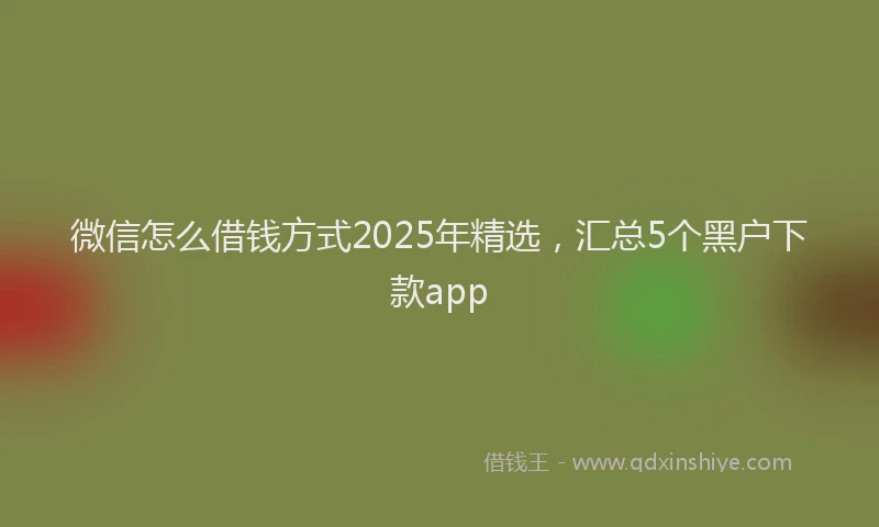微信怎么借钱方式2025年精选，汇总5个黑户下款app