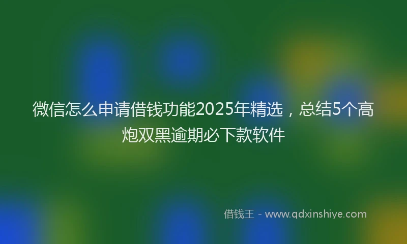 微信怎么申请借钱功能2025年精选，总结5个高炮双黑逾期必下款软件