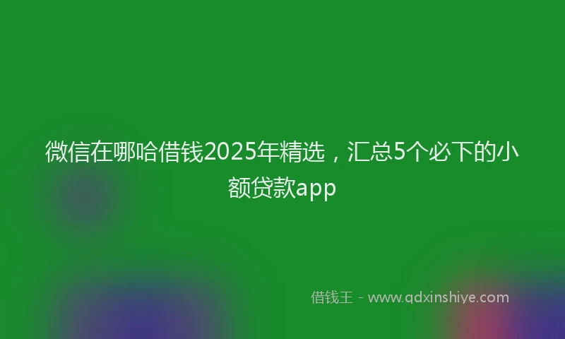 微信在哪哈借钱2025年精选，汇总5个必下的小额贷款app
