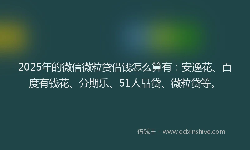 2025年的微信微粒贷借钱怎么算有：安逸花、百度有钱花、分期乐、51人品贷、微粒贷等。
