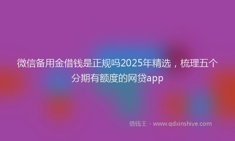 微信备用金借钱是正规吗2025年精选，梳理五个分期有额度的网贷app