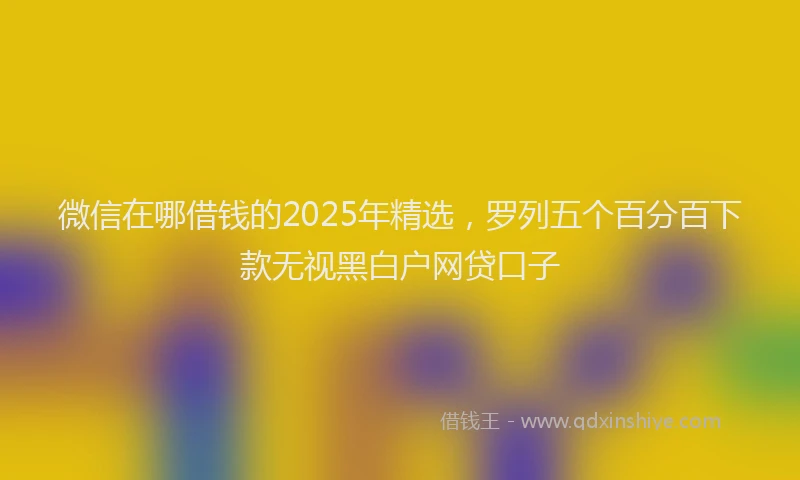 微信在哪借钱的2025年精选，罗列五个百分百下款无视黑白户网贷口子
