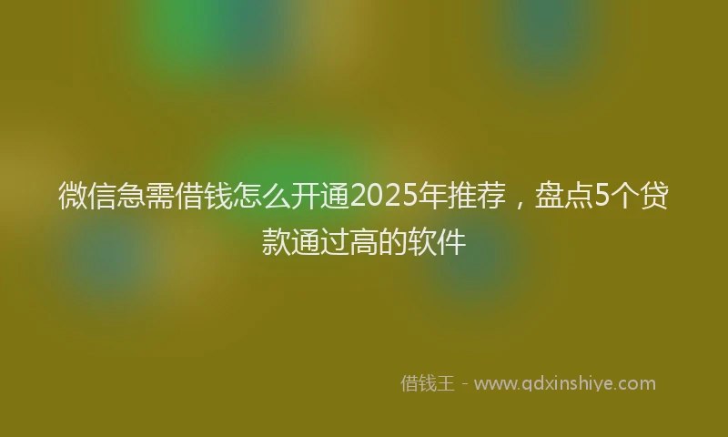 微信急需借钱怎么开通2025年推荐，盘点5个贷款通过高的软件