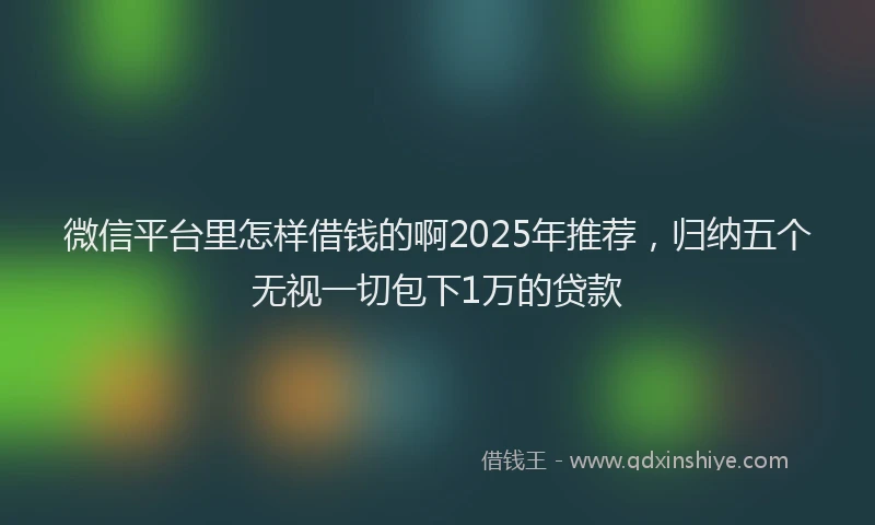 微信平台里怎样借钱的啊2025年推荐，归纳五个无视一切包下1万的贷款