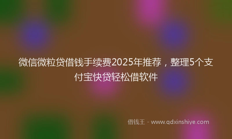 微信微粒贷借钱手续费2025年推荐，整理5个支付宝快贷轻松借软件