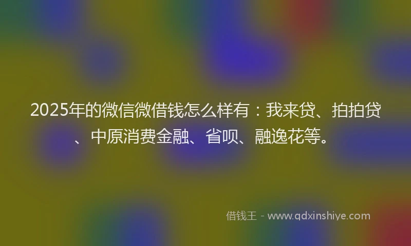 2025年的微信微借钱怎么样有：我来贷、拍拍贷、中原消费金融、省呗、融逸花等。