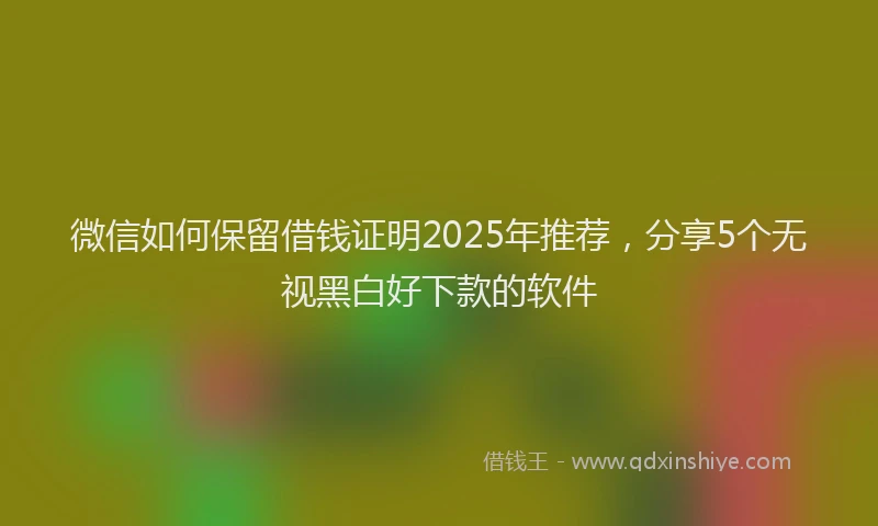 微信如何保留借钱证明2025年推荐，分享5个无视黑白好下款的软件