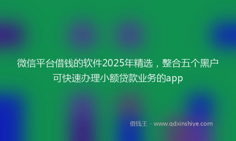 微信平台借钱的软件2025年精选，整合五个黑户可快速办理小额贷款业务的app