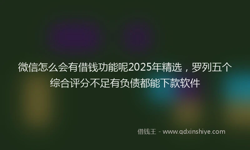 微信怎么会有借钱功能呢2025年精选，罗列五个综合评分不足有负债都能下款软件