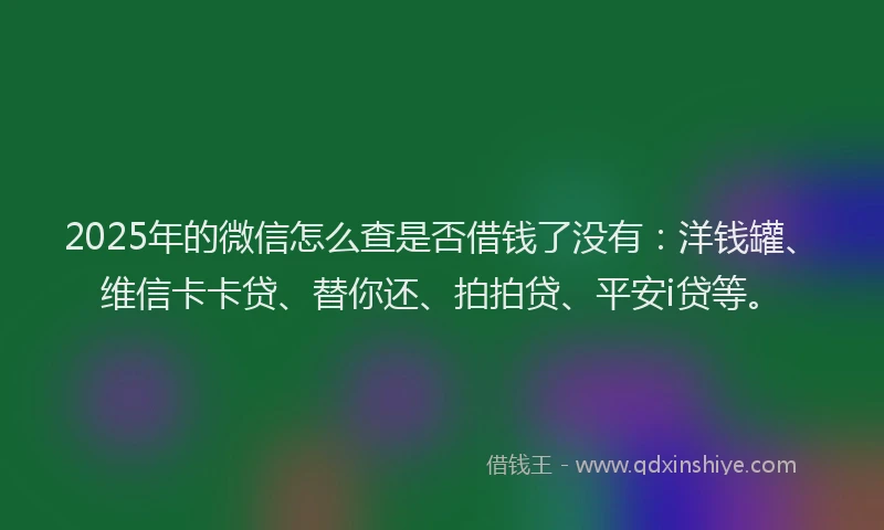 2025年的微信怎么查是否借钱了没有：洋钱罐、维信卡卡贷、替你还、拍拍贷、平安i贷等。