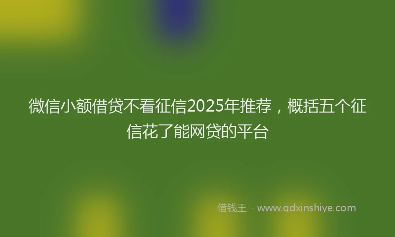 微信小额借贷不看征信2025年推荐，概括五个征信花了能网贷的平台