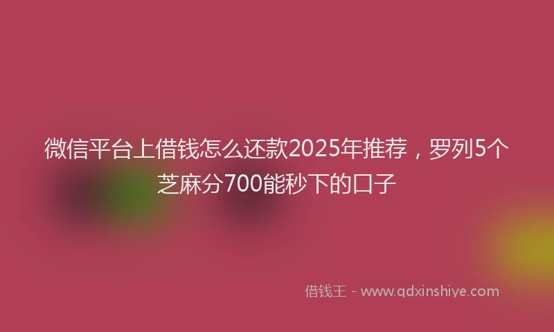 微信平台上借钱怎么还款2025年推荐，罗列5个芝麻分700能秒下的口子