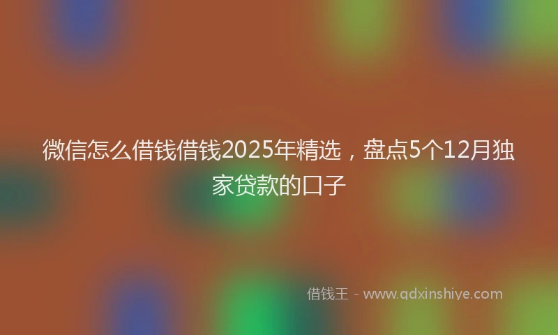 微信怎么借钱借钱2025年精选，盘点5个12月独家贷款的口子