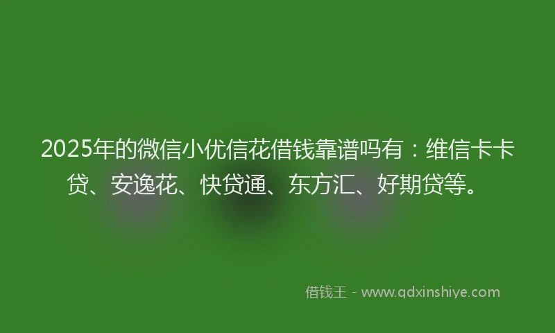 2025年的微信小优信花借钱靠谱吗有：维信卡卡贷、安逸花、快贷通、东方汇、好期贷等。