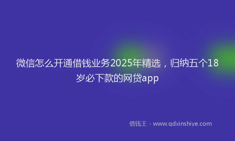 微信怎么开通借钱业务2025年精选，归纳五个18岁必下款的网贷app