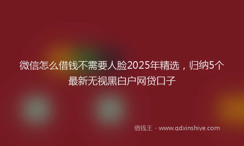 微信怎么借钱不需要人脸2025年精选，归纳5个最新无视黑白户网贷口子