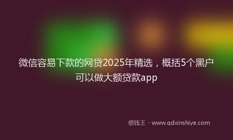 微信容易下款的网贷2025年精选，概括5个黑户可以做大额贷款app