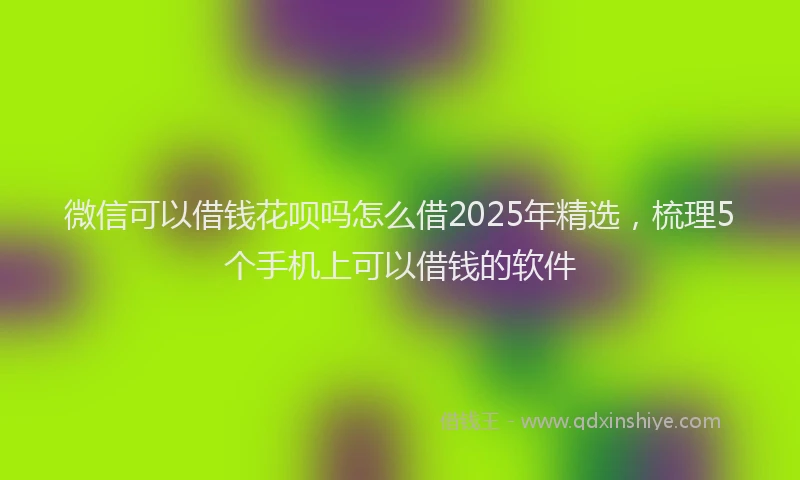 微信可以借钱花呗吗怎么借2025年精选，梳理5个手机上可以借钱的软件