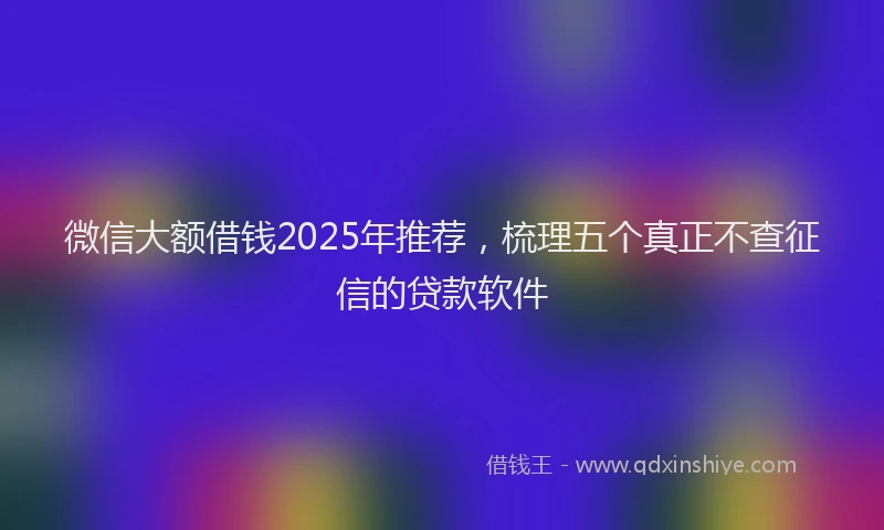 微信大额借钱2025年推荐，梳理五个真正不查征信的贷款软件