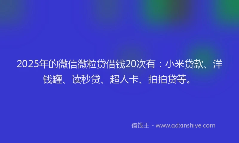 2025年的微信微粒贷借钱20次有：小米贷款、洋钱罐、读秒贷、超人卡、拍拍贷等。