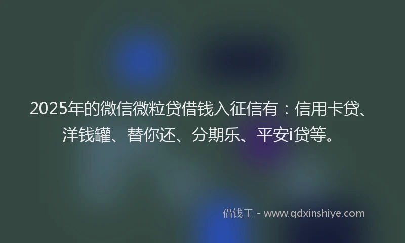 2025年的微信微粒贷借钱入征信有：信用卡贷、洋钱罐、替你还、分期乐、平安i贷等。