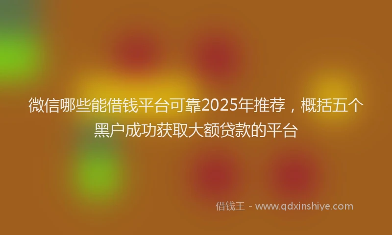 微信哪些能借钱平台可靠2025年推荐，概括五个黑户成功获取大额贷款的平台