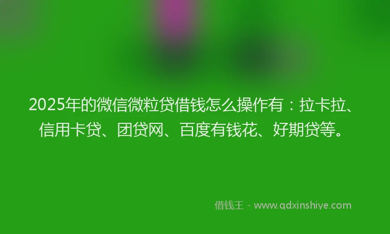 2025年的微信微粒贷借钱怎么操作有：拉卡拉、信用卡贷、团贷网、百度有钱花、好期贷等。