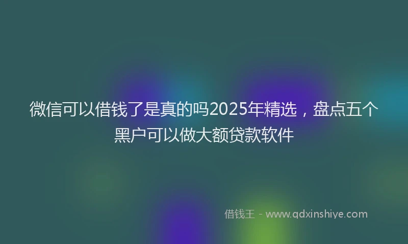 微信可以借钱了是真的吗2025年精选，盘点五个黑户可以做大额贷款软件