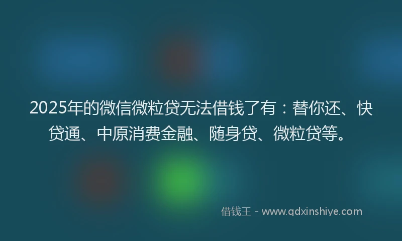 2025年的微信微粒贷无法借钱了有：替你还、快贷通、中原消费金融、随身贷、微粒贷等。