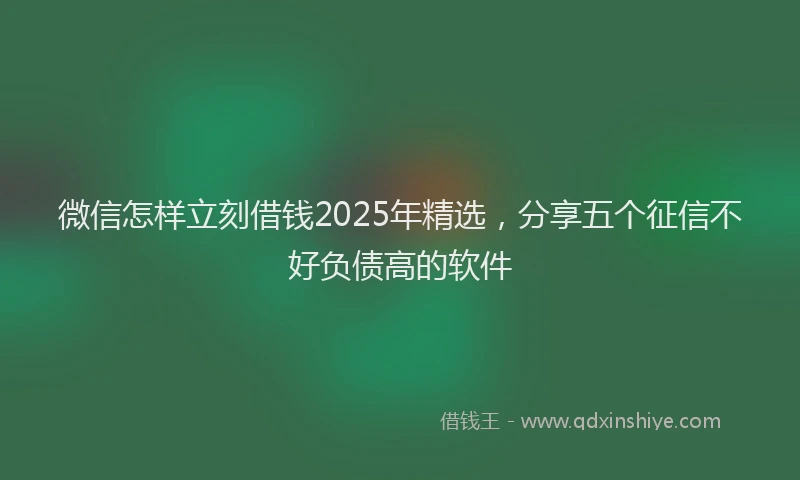 微信怎样立刻借钱2025年精选，分享五个征信不好负债高的软件