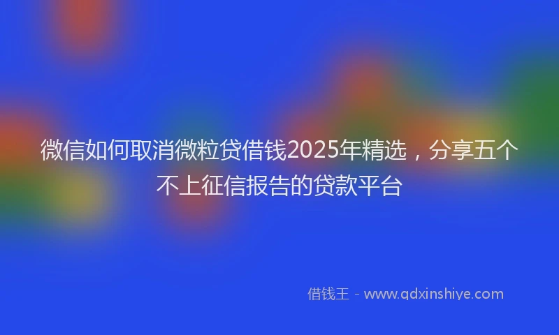 微信如何取消微粒贷借钱2025年精选，分享五个不上征信报告的贷款平台