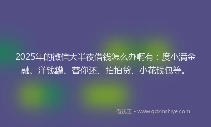 2025年的微信大半夜借钱怎么办啊有：度小满金融、洋钱罐、替你还、拍拍贷、小花钱包等。