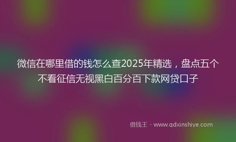 微信在哪里借的钱怎么查2025年精选，盘点五个不看征信无视黑白百分百下款网贷口子
