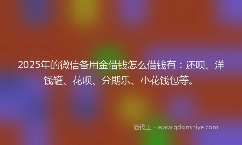 2025年的微信备用金借钱怎么借钱有：还呗、洋钱罐、花呗、分期乐、小花钱包等。