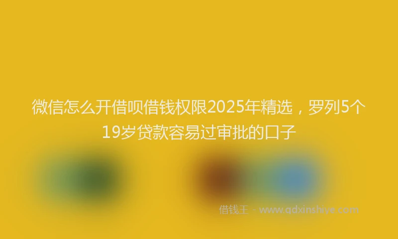 微信怎么开借呗借钱权限2025年精选，罗列5个19岁贷款容易过审批的口子