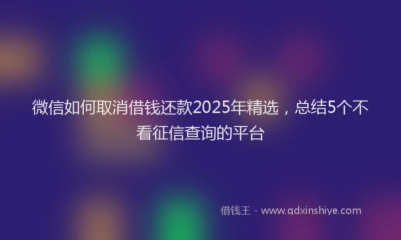 微信如何取消借钱还款2025年精选，总结5个不看征信查询的平台