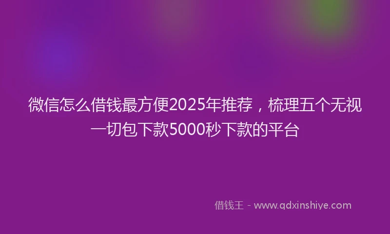 微信怎么借钱最方便2025年推荐，梳理五个无视一切包下款5000秒下款的平台