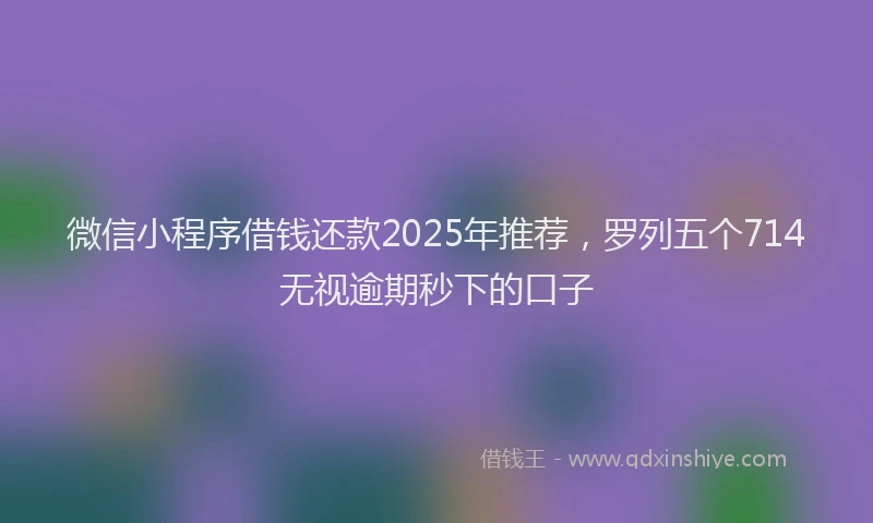 微信小程序借钱还款2025年推荐，罗列五个714无视逾期秒下的口子