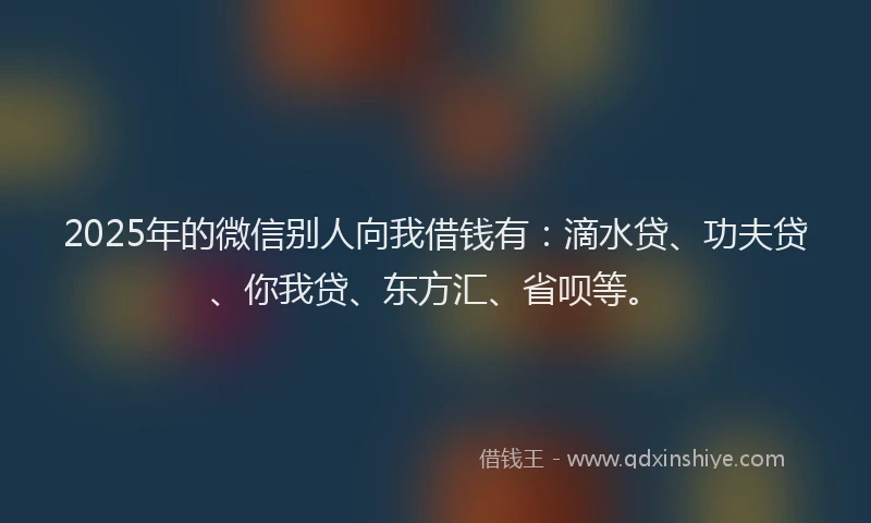 2025年的微信别人向我借钱有：滴水贷、功夫贷、你我贷、东方汇、省呗等。