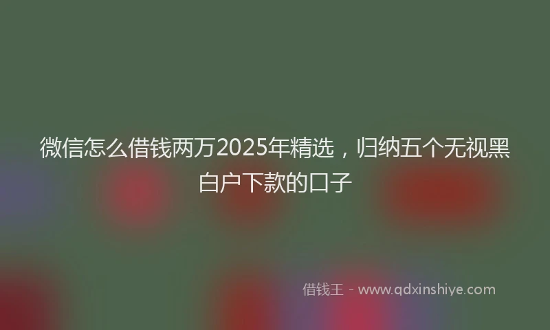 微信怎么借钱两万2025年精选，归纳五个无视黑白户下款的口子