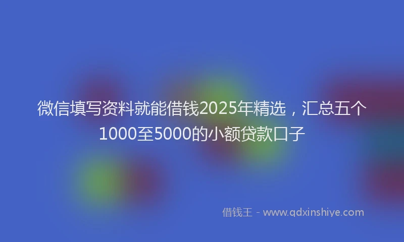 微信填写资料就能借钱2025年精选，汇总五个1000至5000的小额贷款口子