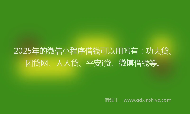 2025年的微信小程序借钱可以用吗有：功夫贷、团贷网、人人贷、平安i贷、微博借钱等。
