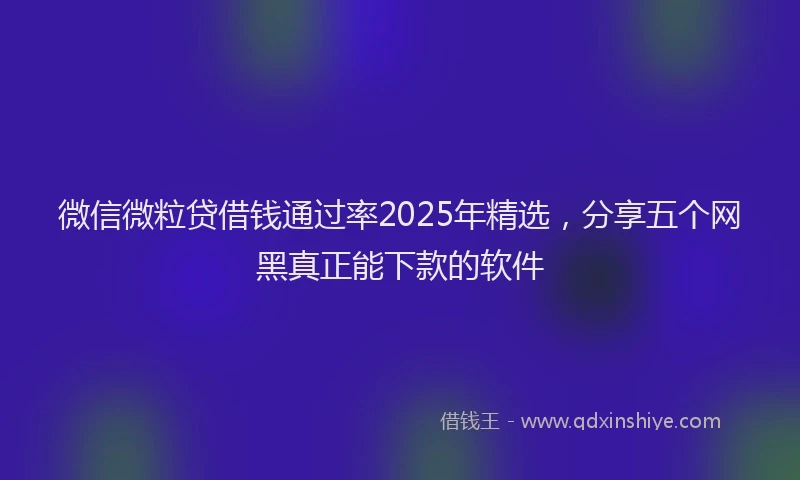 微信微粒贷借钱通过率2025年精选，分享五个网黑真正能下款的软件