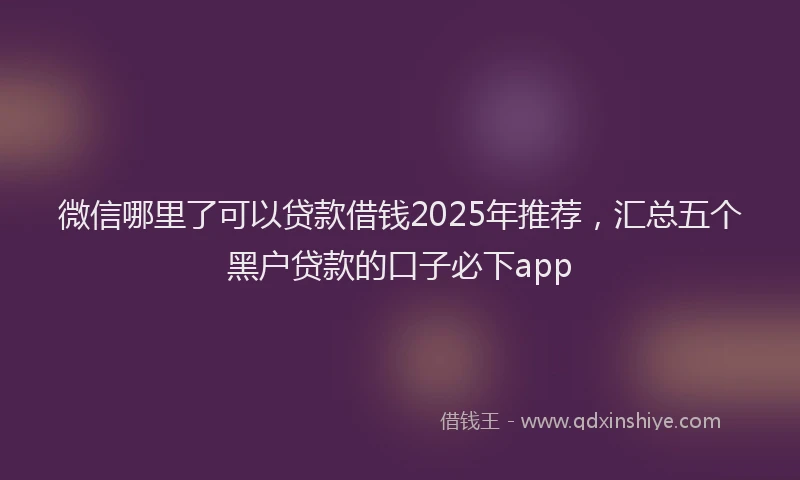 微信哪里了可以贷款借钱2025年推荐，汇总五个黑户贷款的口子必下app