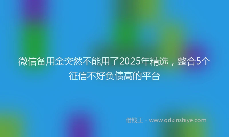 微信备用金突然不能用了2025年精选，整合5个征信不好负债高的平台