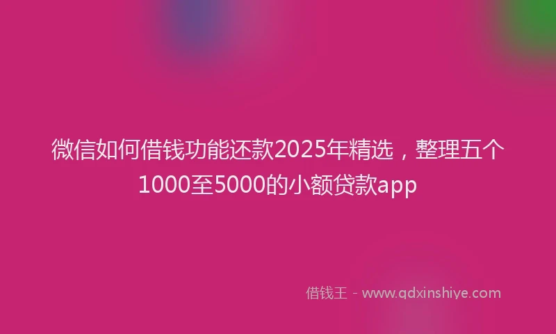 微信如何借钱功能还款2025年精选,整理五个1000至5000的小额贷款app