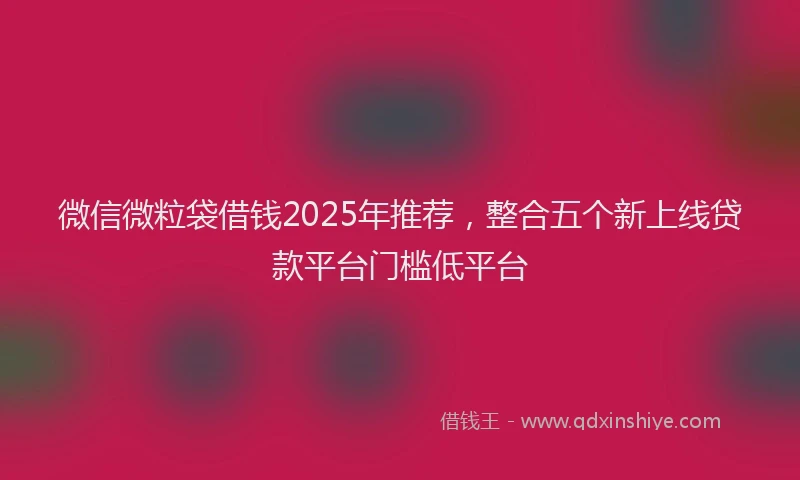 微信微粒袋借钱2025年推荐，整合五个新上线贷款平台门槛低平台