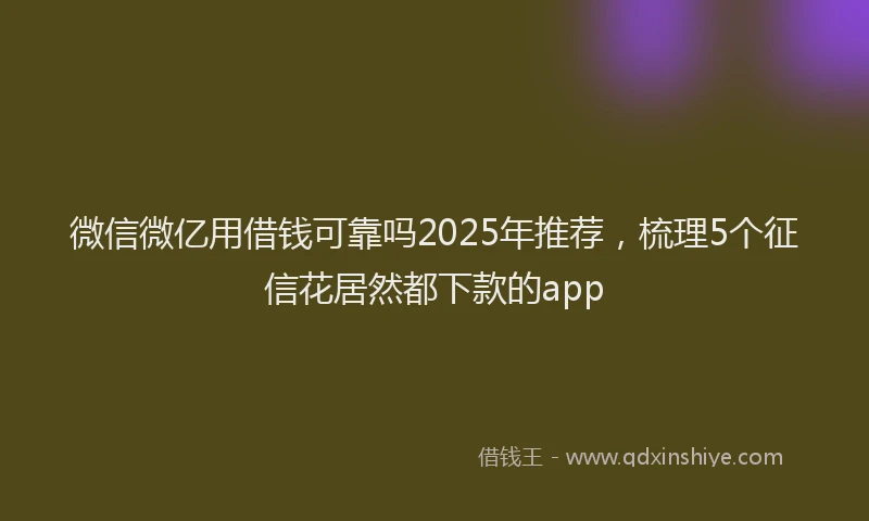 微信微亿用借钱可靠吗2025年推荐，梳理5个征信花居然都下款的app